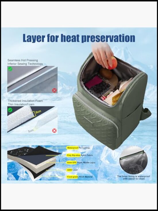 Insulated Leakproof Backpack Cooler Large Capacity Waterproof for Outdoor Travel main image 6